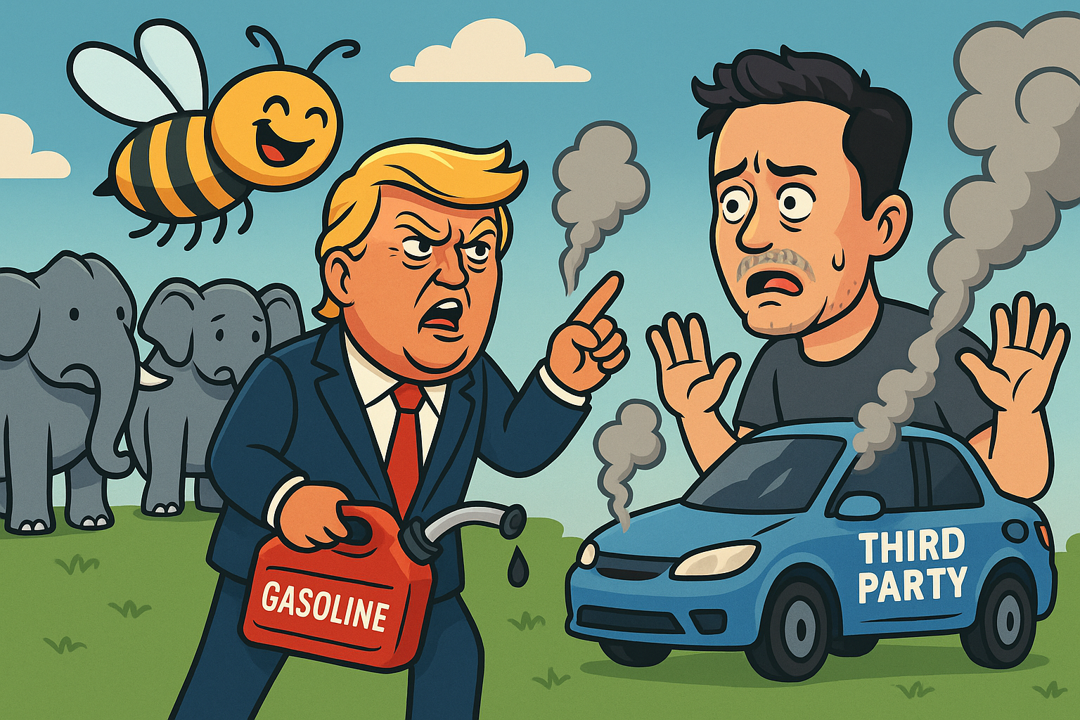 Trump Declares Elon Musk a “TRAIN WRECK,” Brags GOP Is a “Smooth Running Machine” (Powered by Gas, Naturally)