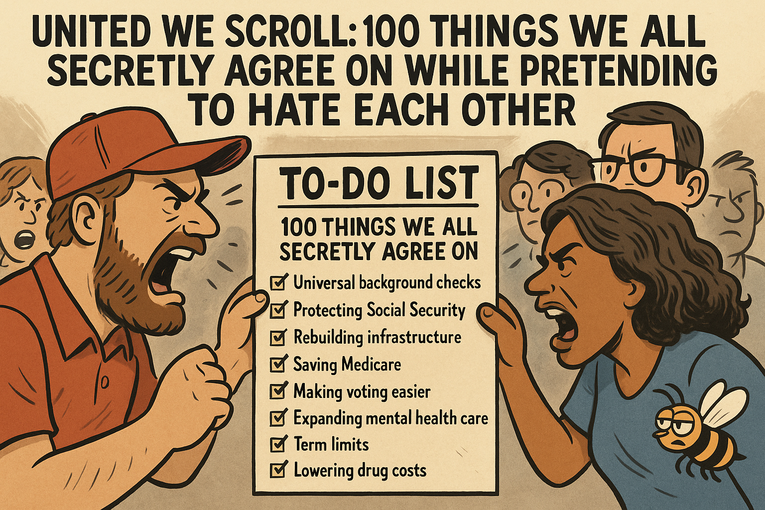 United We Scroll: 100 Things We All Secretly Agree On That Democrats Actually Campaign On While Republicans Pretend Don’t Exist