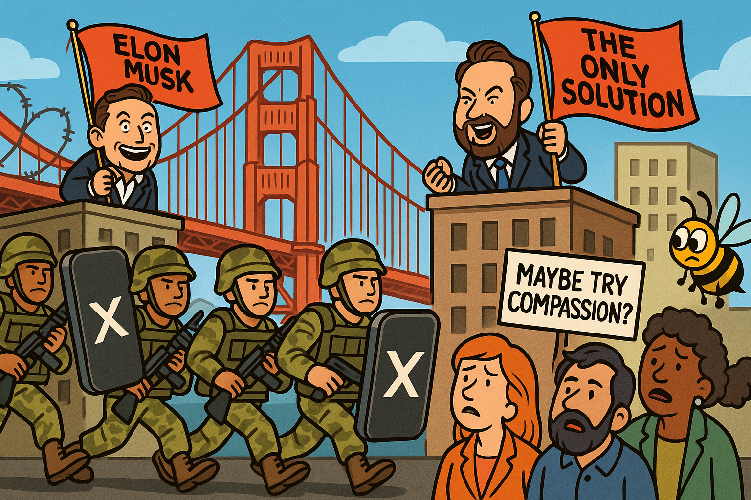 San Francisco: Elon Musk Says Send in the Troops, but Make It Disruptive