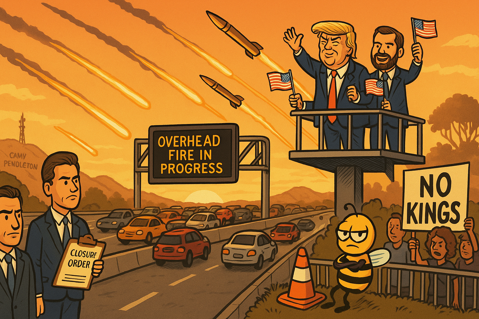 Artillery Over the 405: America’s Longest Traffic Jam Turns Into a Military Parade