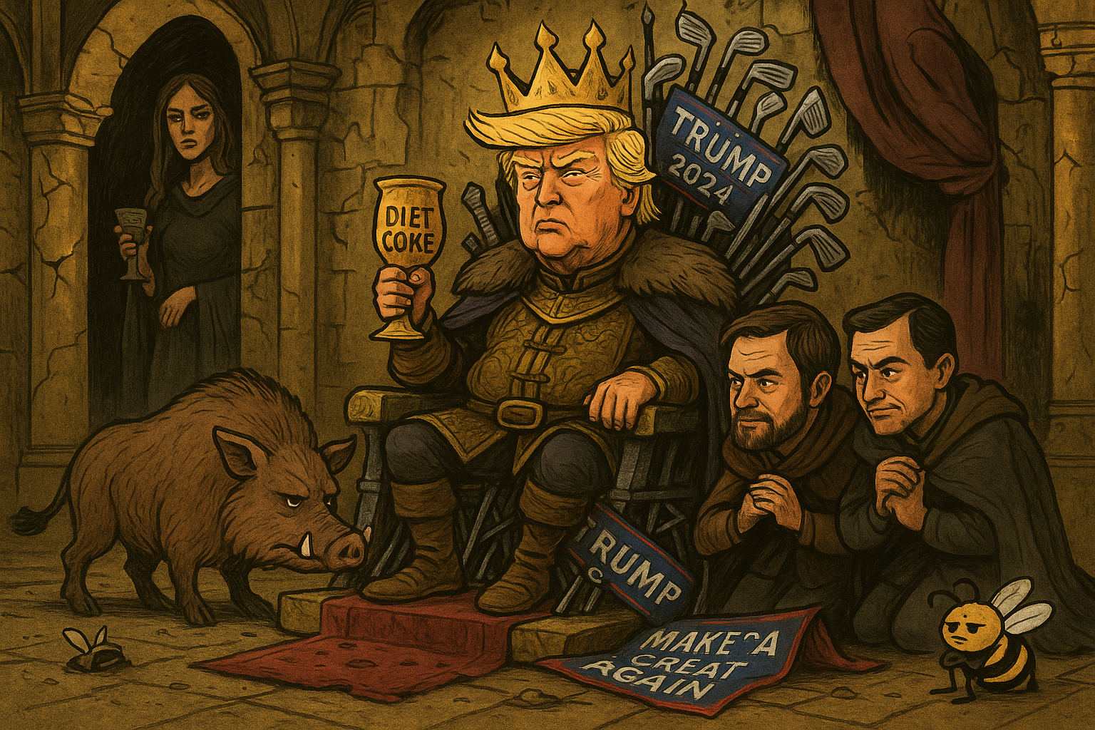 The Crown and the Comb-Over: Trump’s Tragic Game of Thrones Cosplay Just In Time For No Kings Day