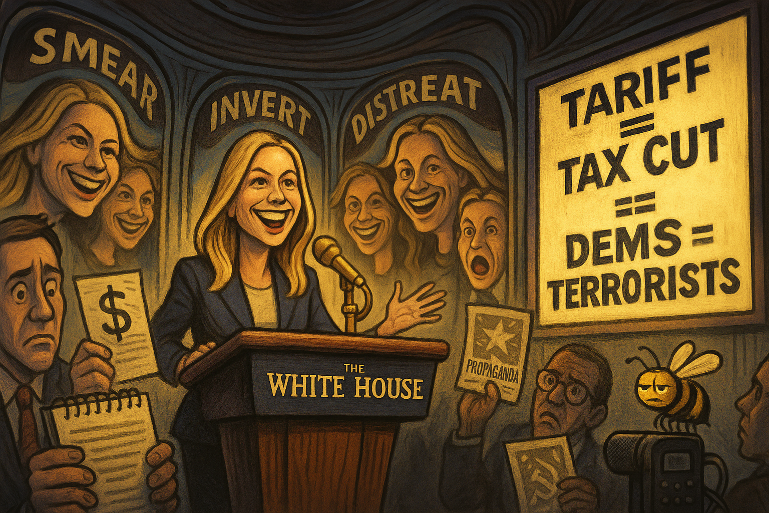 The Ministry of Make-Believe: Karoline Leavitt and the Art of the Manufactured Enemy