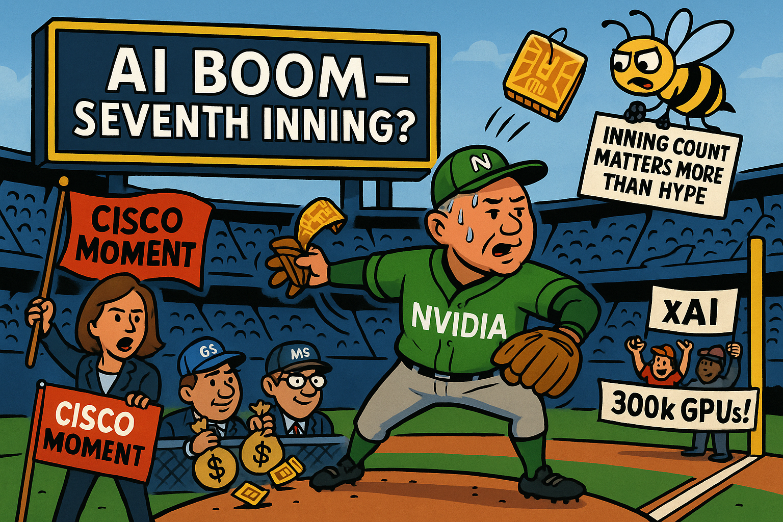 The AI Boom’s Cisco Moment: Seventh-Inning Hype with Dot-Com Déjà Vu