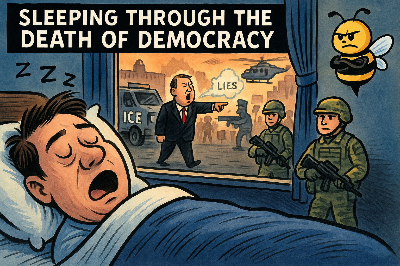 America’s Great Sleepwalk Amongst Fascism: Snoring Through the Funeral of Democracy
