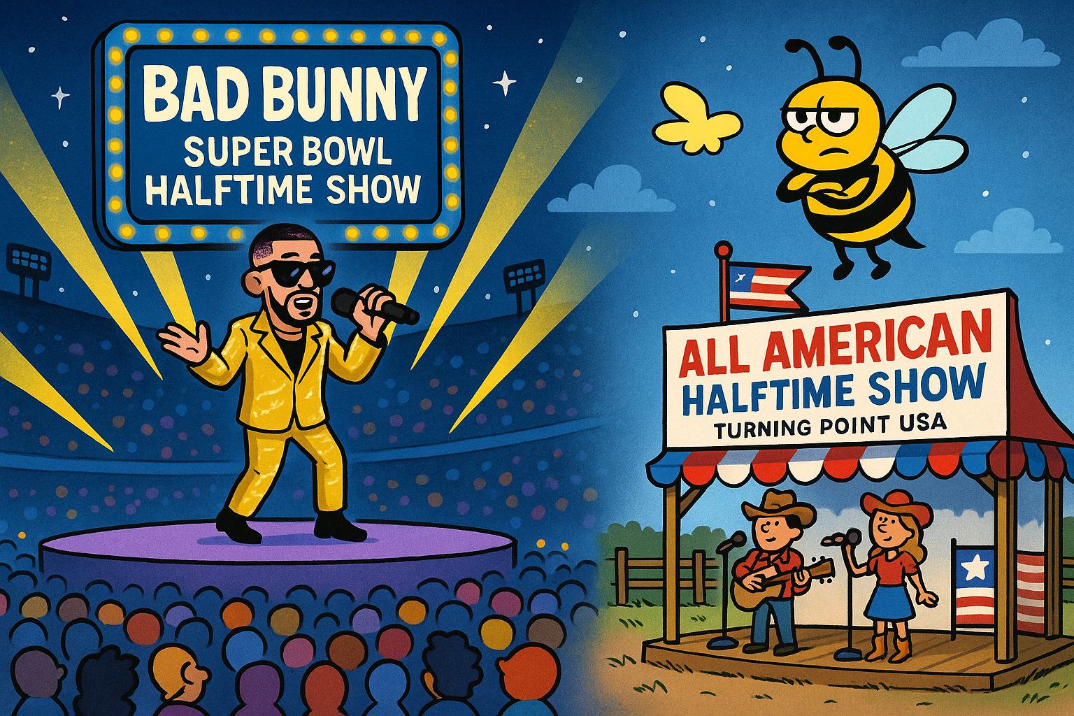 The Great Halftime Faceplant: Turning Point USA Declares War on Bad Bunny (and Loses Before It Starts)