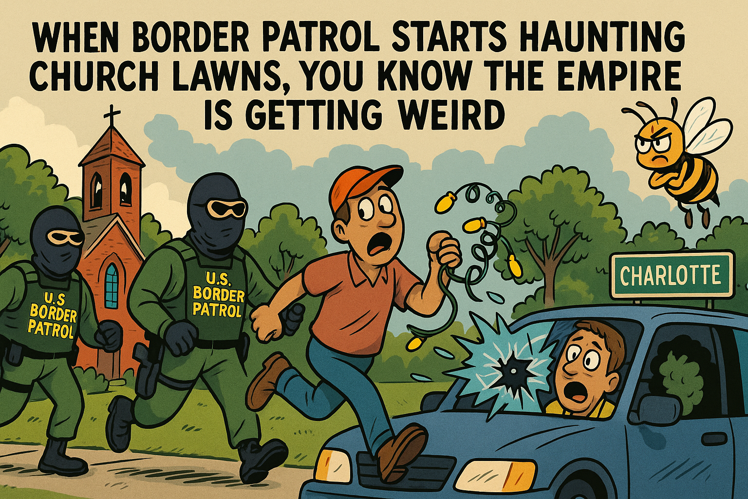 When Border Patrol Starts Haunting Charlotte Church Lawns, You Know the Empire Is Fucked