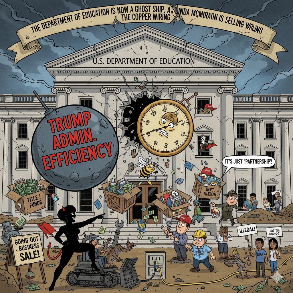 The Department of Education Is Now a Ghost Ship, and Linda McMahon Is Selling the Copper Wiring